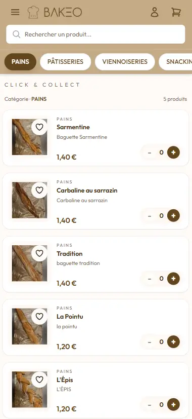 Bakeo sur mobile